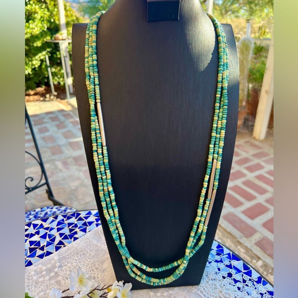 Vintage Liz Clairborne Turquoise Heshi Multi-strand Beaded Necklace 44.5” - Picture 8 of 9